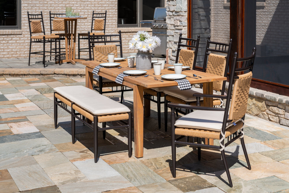 Teak 63-84" Butterfly Leaf Umbrella Dining Table