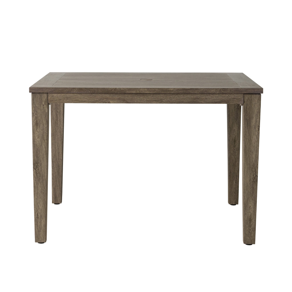 Frontier 44" Square Umbrella Dining Table — Side