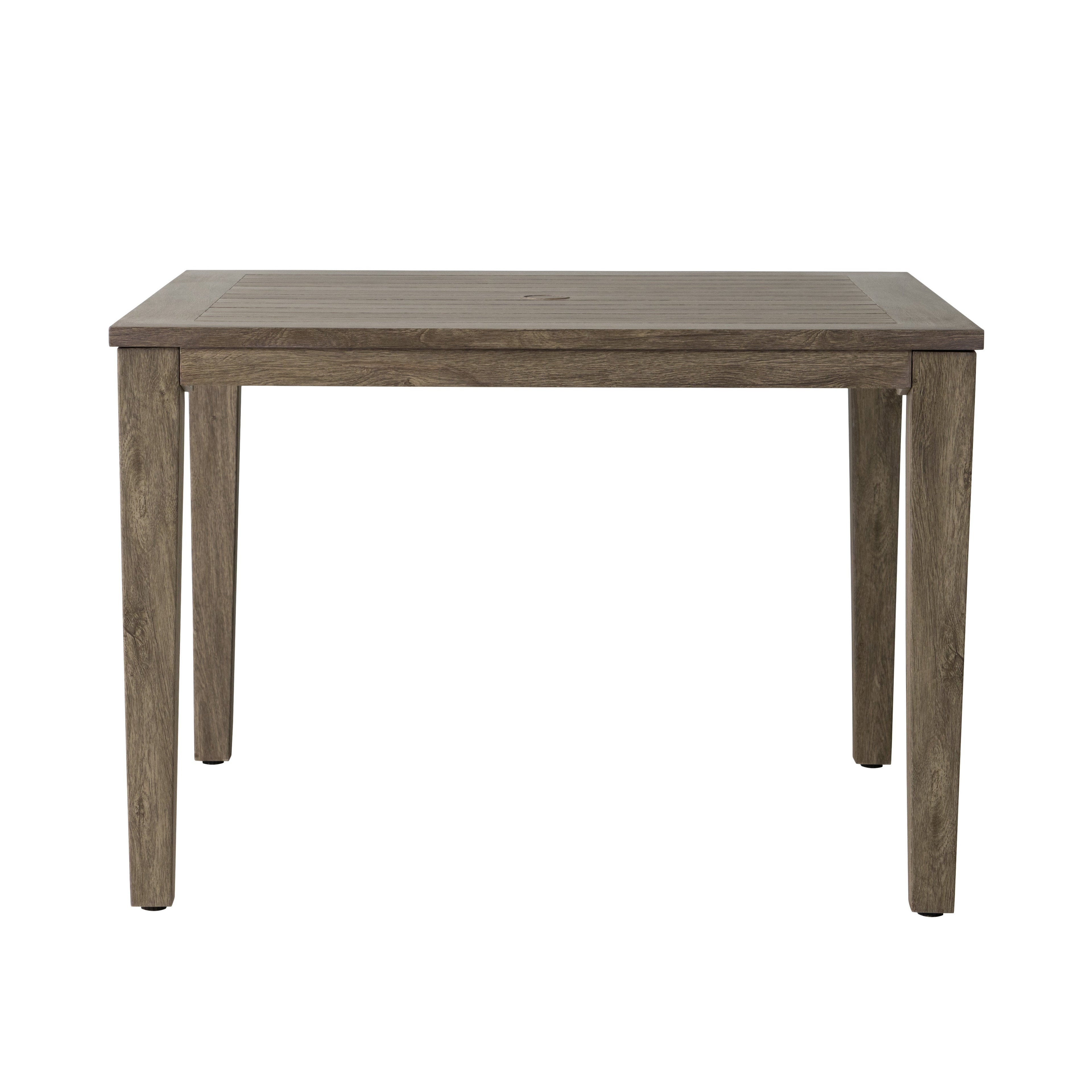 Frontier 44" Square Umbrella Dining Table — Side