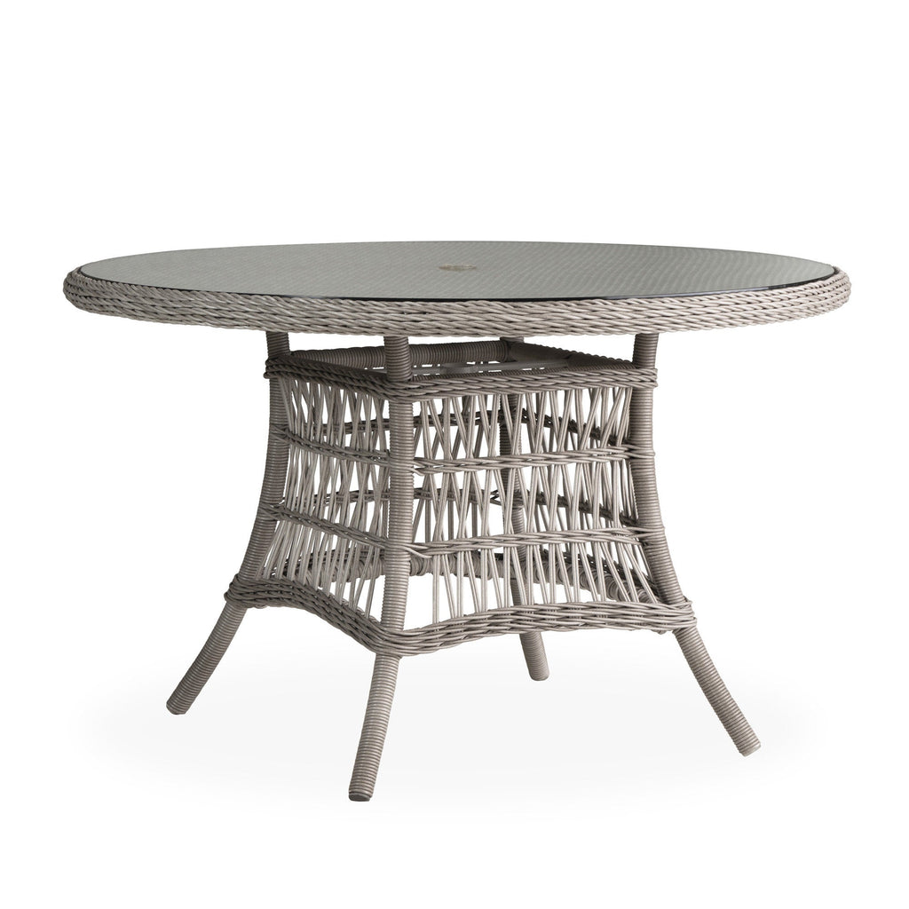 Mackinac 48" Round Umbrella Dining Table with Woven Top
