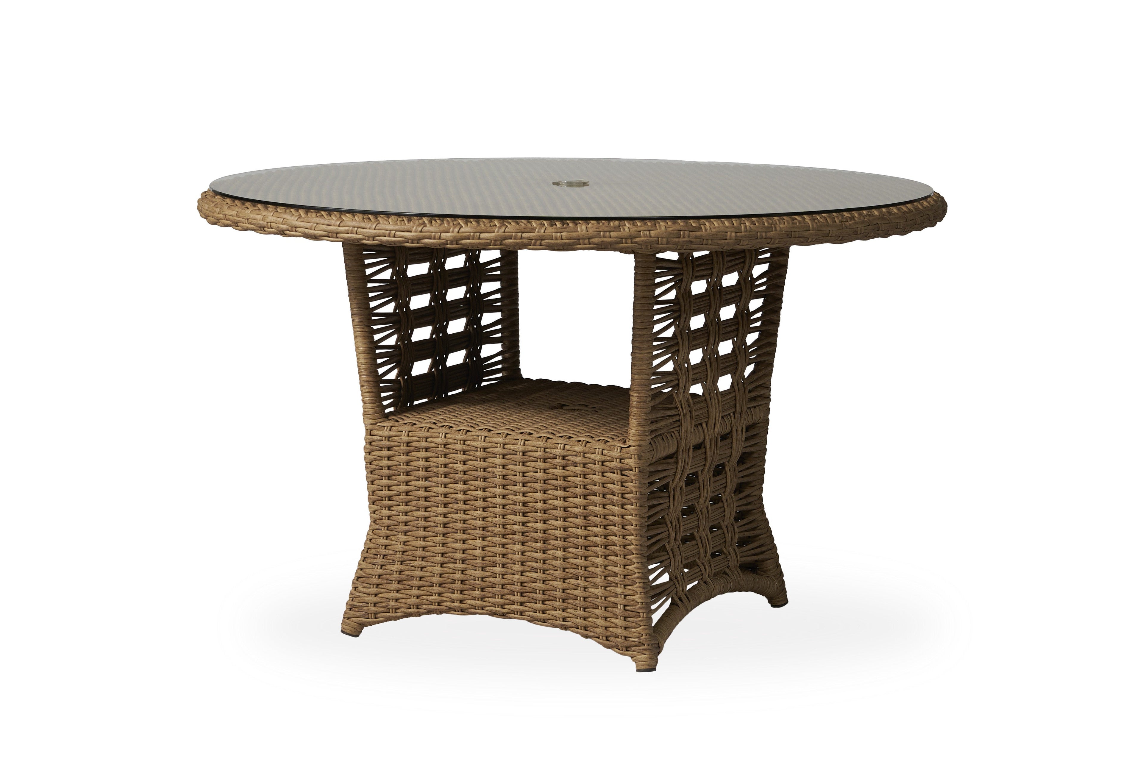 Magnolia 48" Round Umbrella Dining Table — Angle