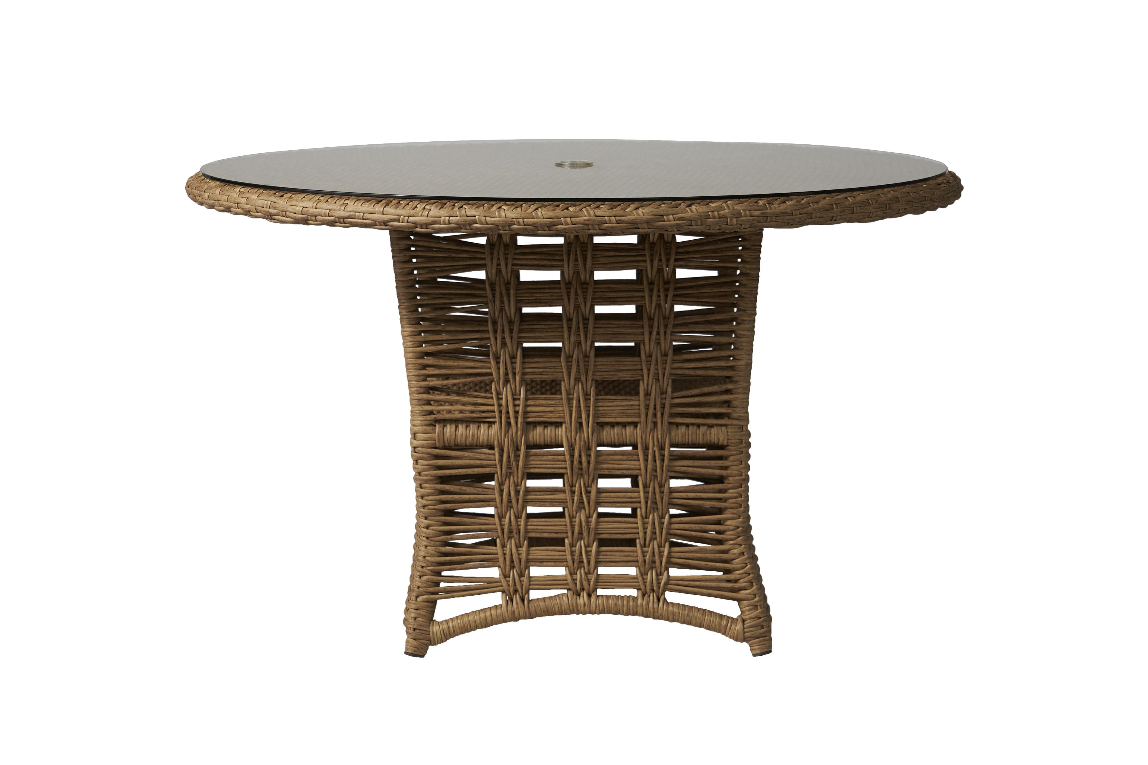 Magnolia 48" Round Umbrella Dining Table — Side