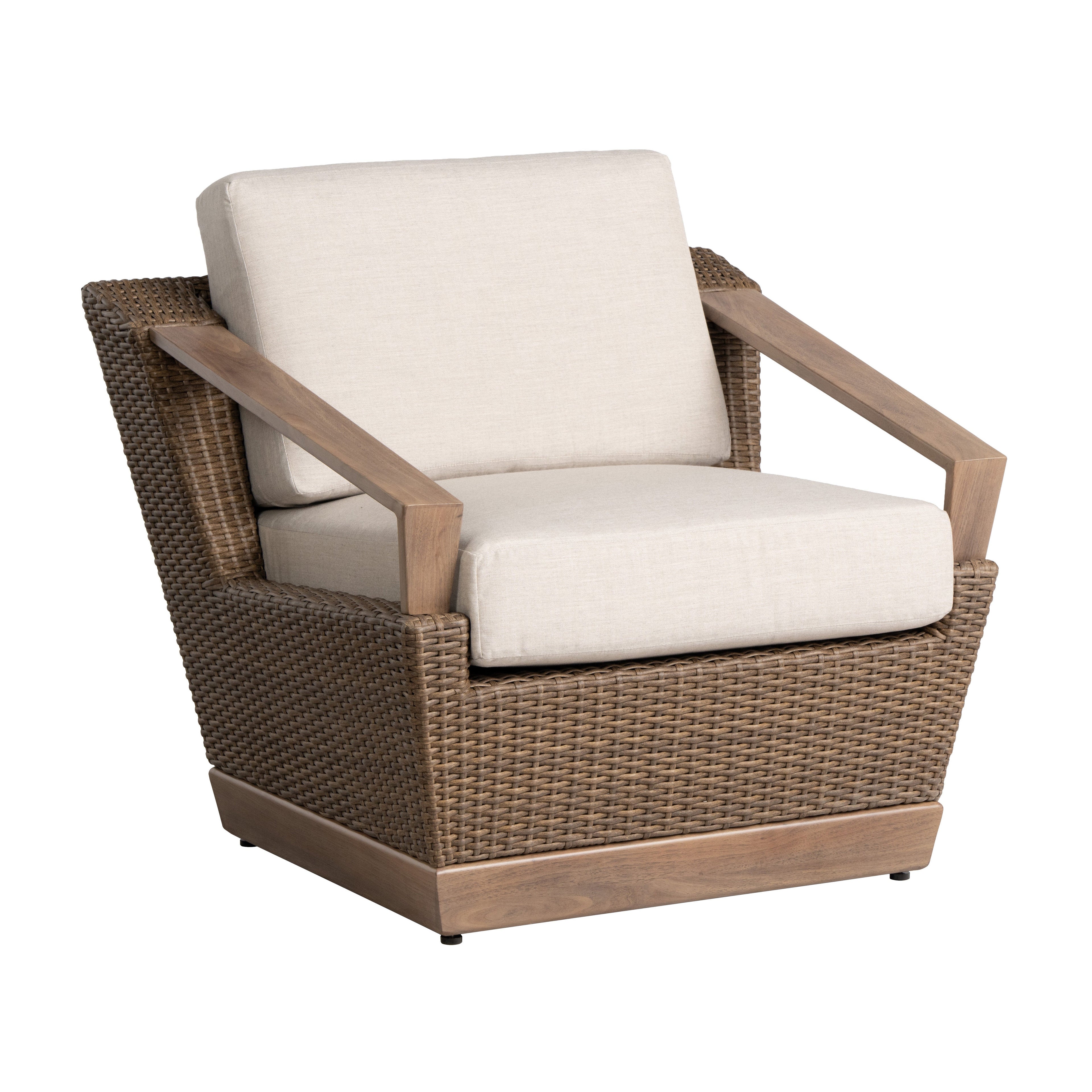 Charisma Lounge Chair in Brindle Finish with Hansen Sky fabric — Angle
