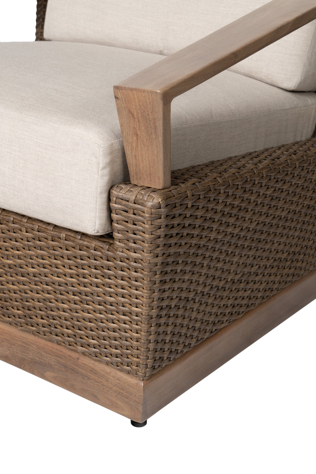 Charisma Lounge Chair in Brindle Finish with Hansen Sky fabric — Detail
