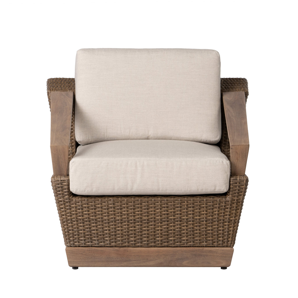 Charisma Lounge Chair in Brindle Finish with Hansen Sky fabric — Front