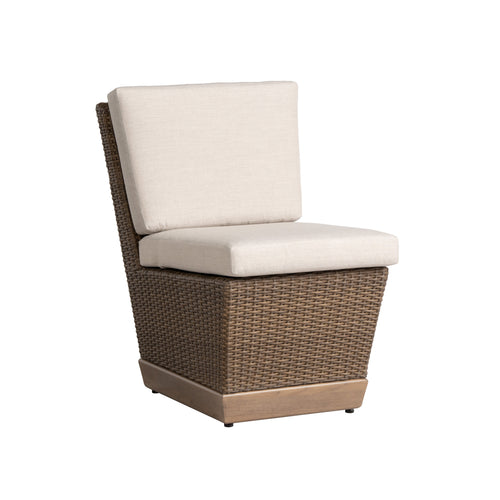 Charisma Armless Dining Chair in Brindle Finish with Hansen Sky fabric — Angle