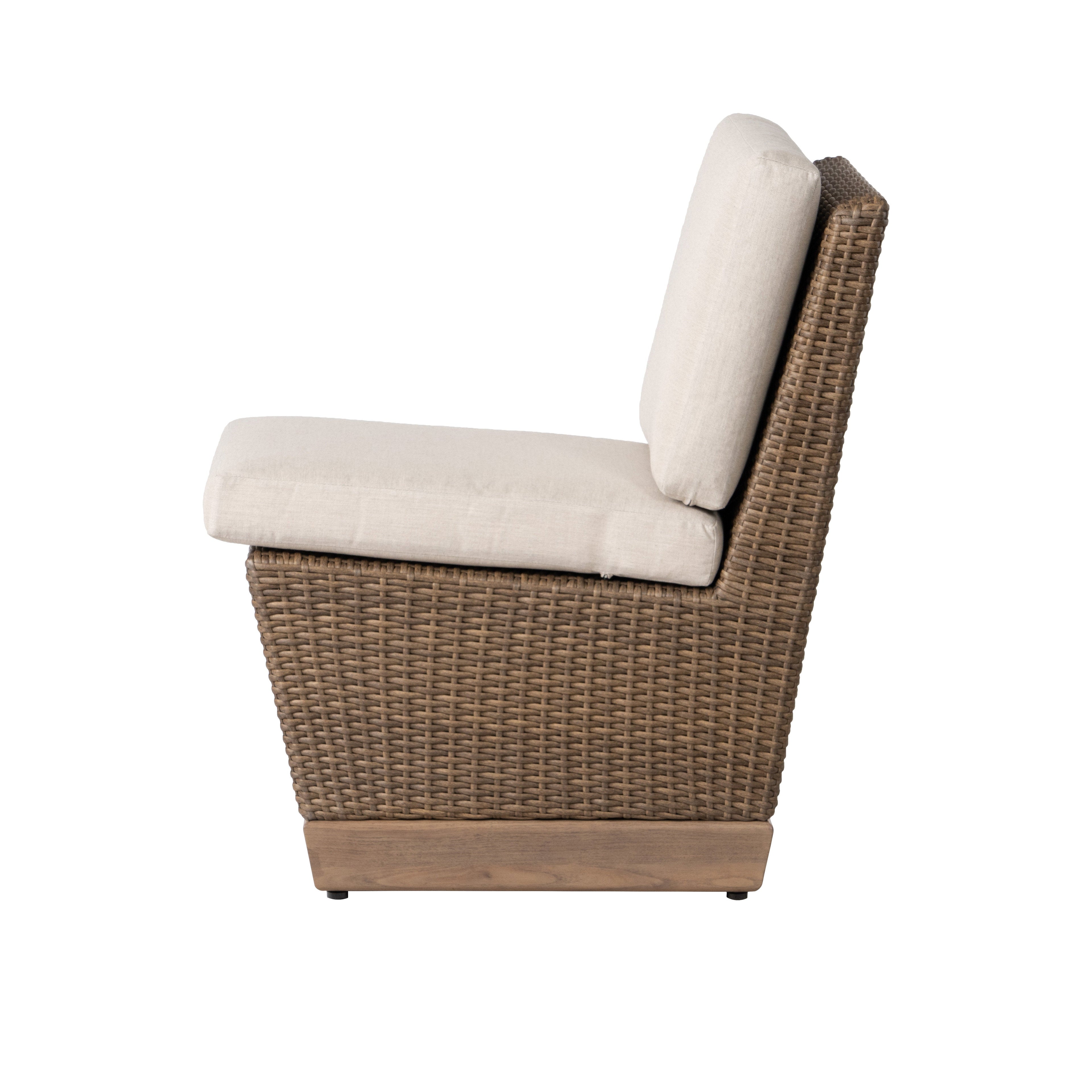 Charisma Armless Dining Chair in Brindle Finish with Hansen Sky fabric — Side