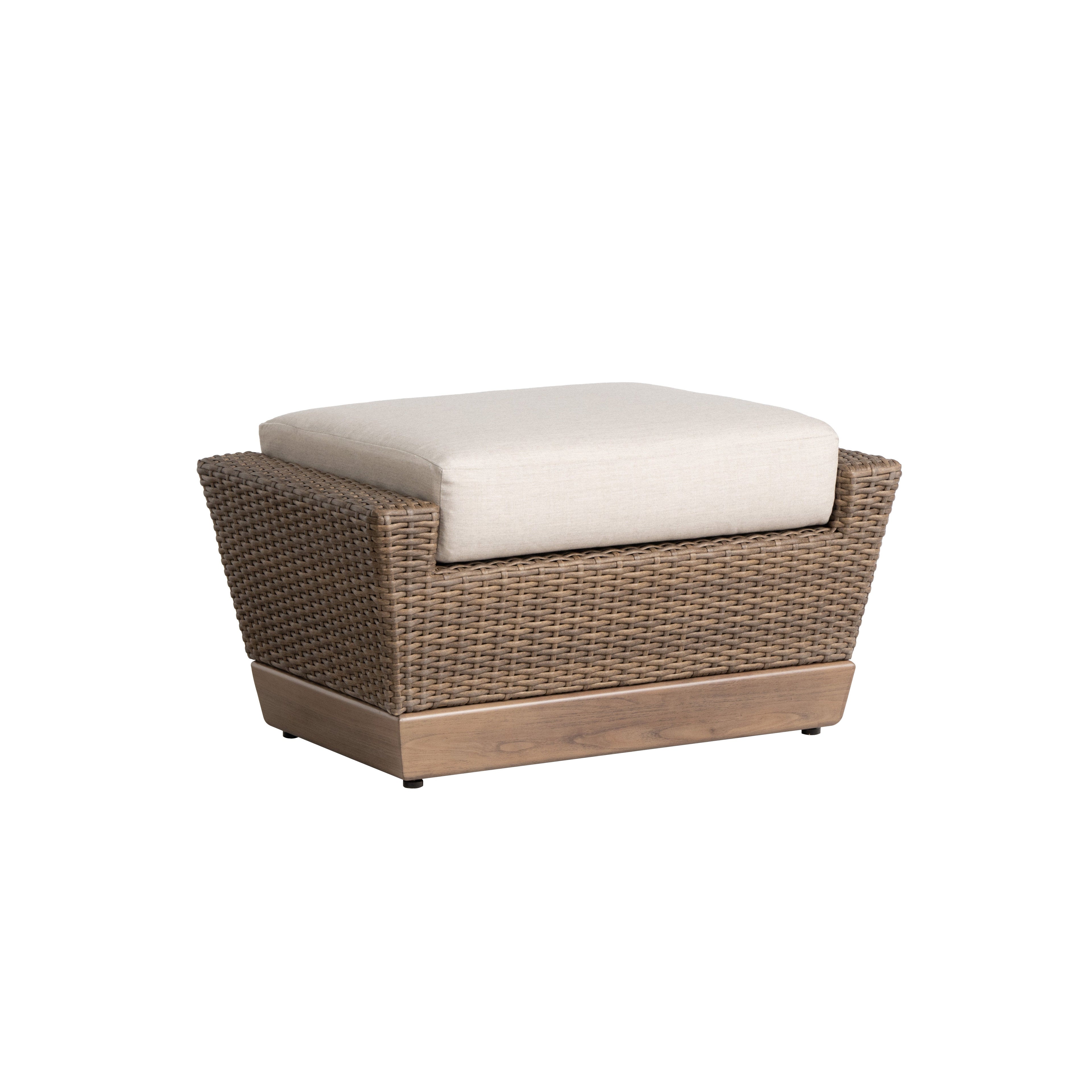 Charisma Ottoman in Brindle Finish with Hansen Sky fabric — Angle