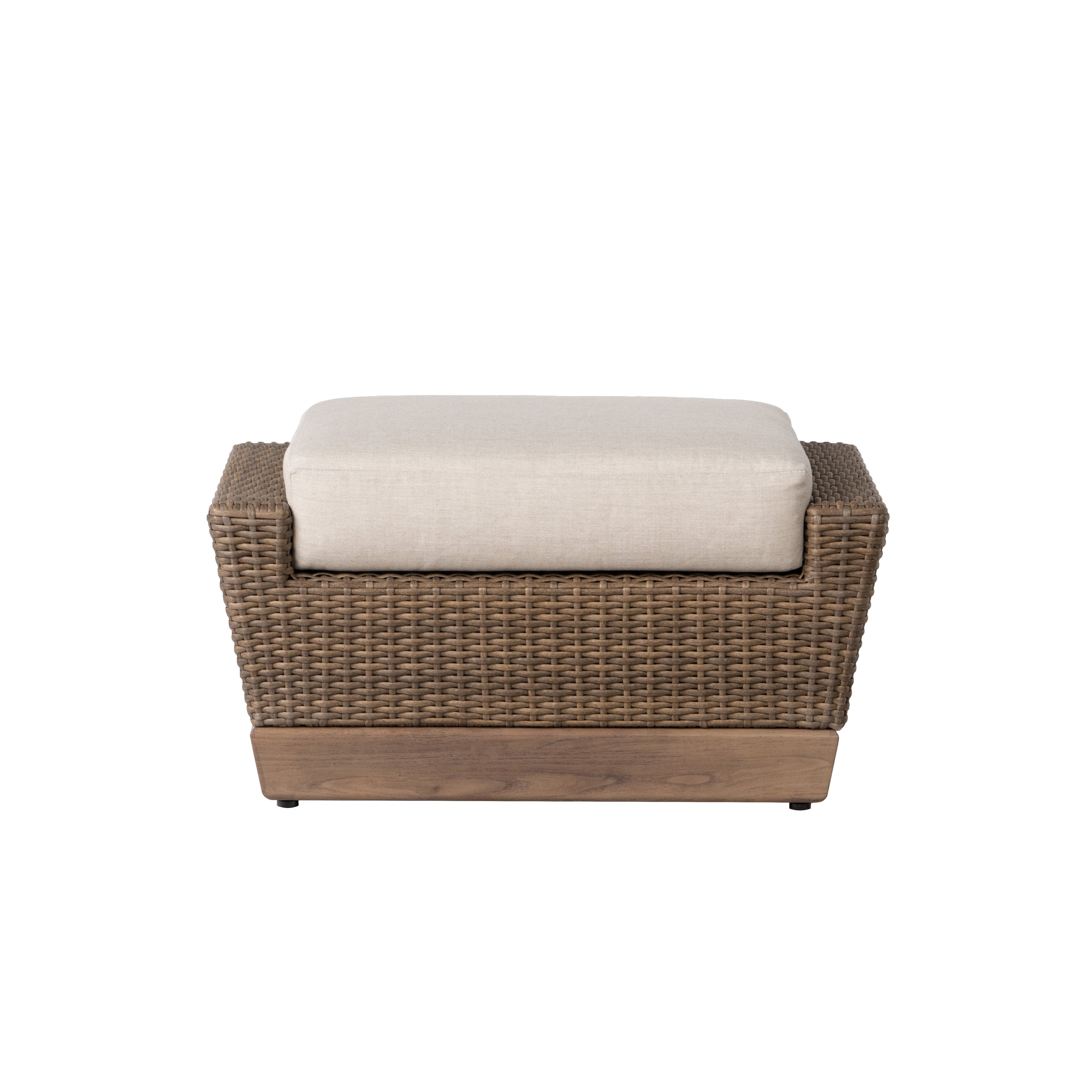 Charisma Ottoman in Brindle Finish with Hansen Sky fabric — Front