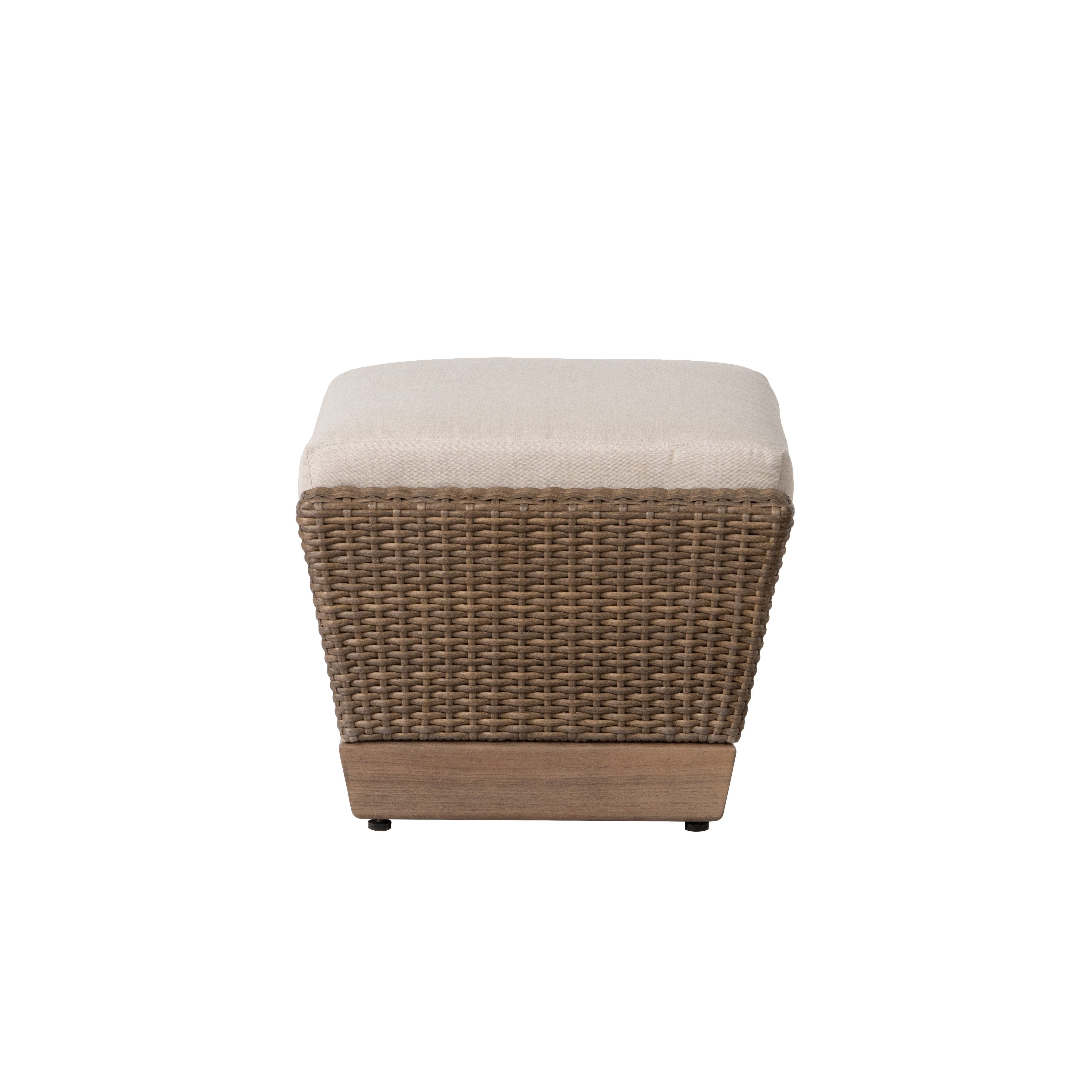 Charisma Ottoman in Brindle Finish with Hansen Sky fabric — Side
