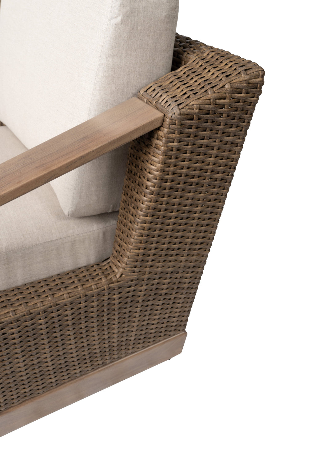 Charisma Sofa in Brindle Finish with Hansen Sky fabric — Detail