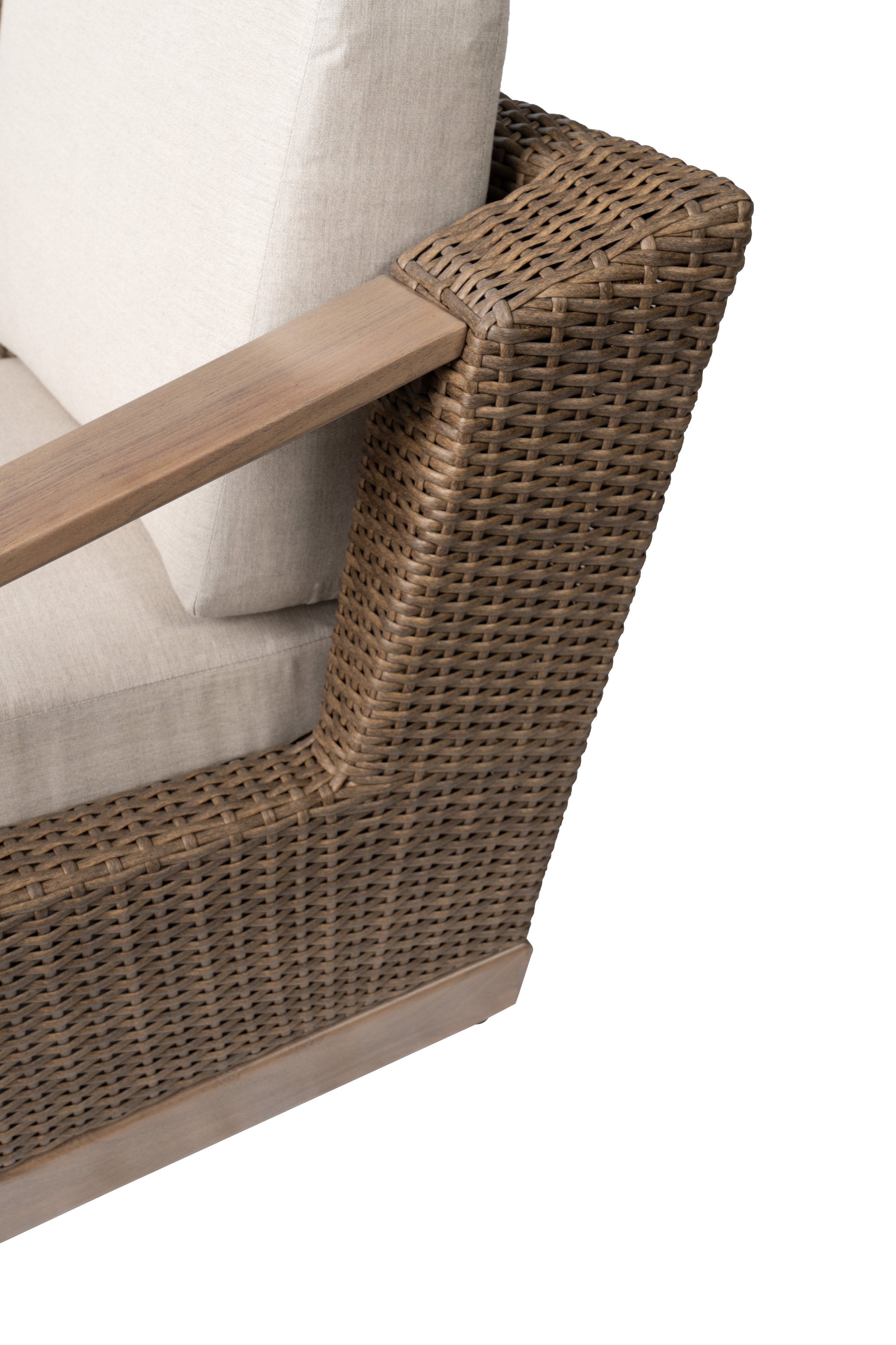 Charisma Sofa in Brindle Finish with Hansen Sky fabric — Detail