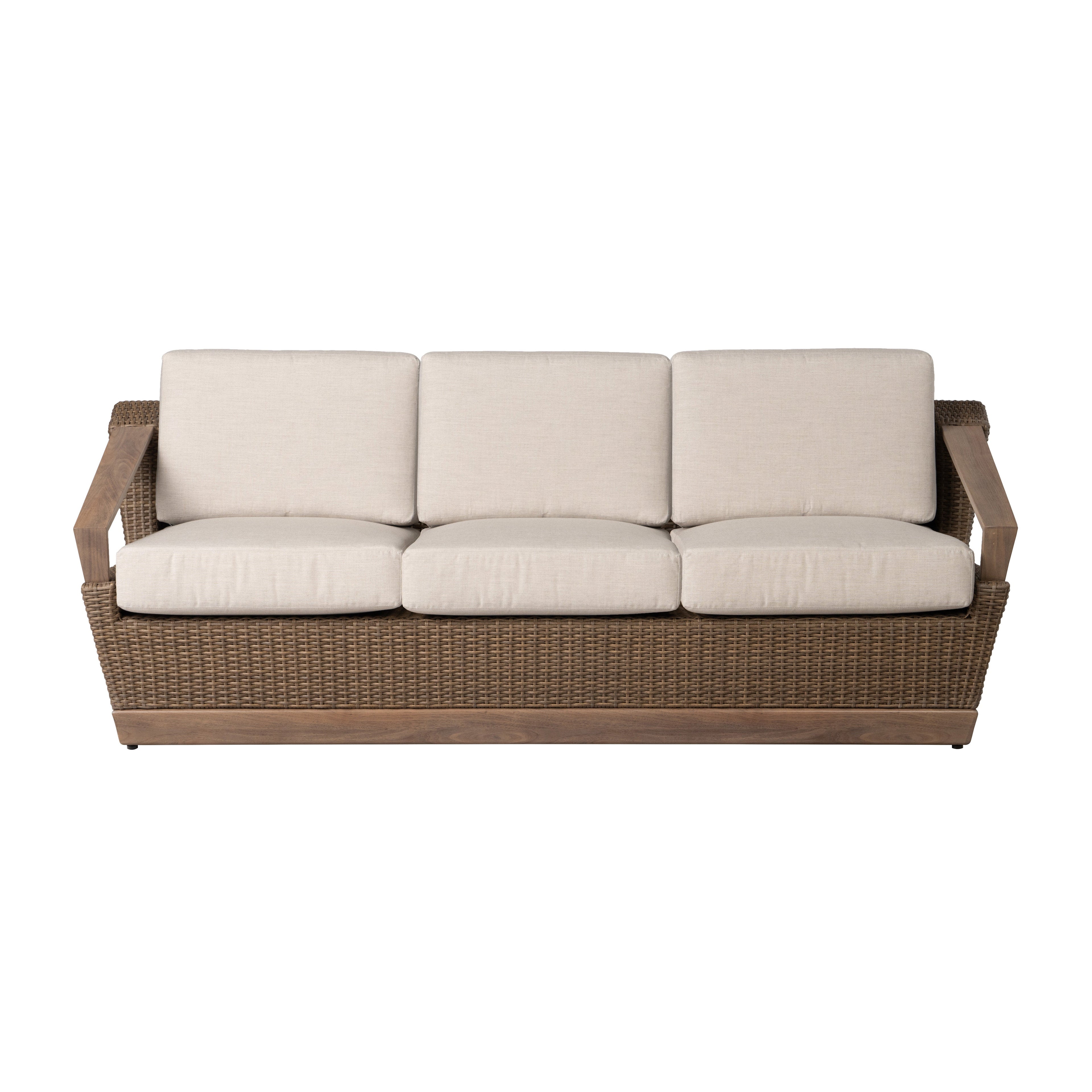Charisma Sofa in Brindle Finish with Hansen Sky fabric — Front