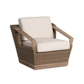 Charisma Swivel Lounge Chair in Brindle Finish with Hansen Sky fabric — Angle