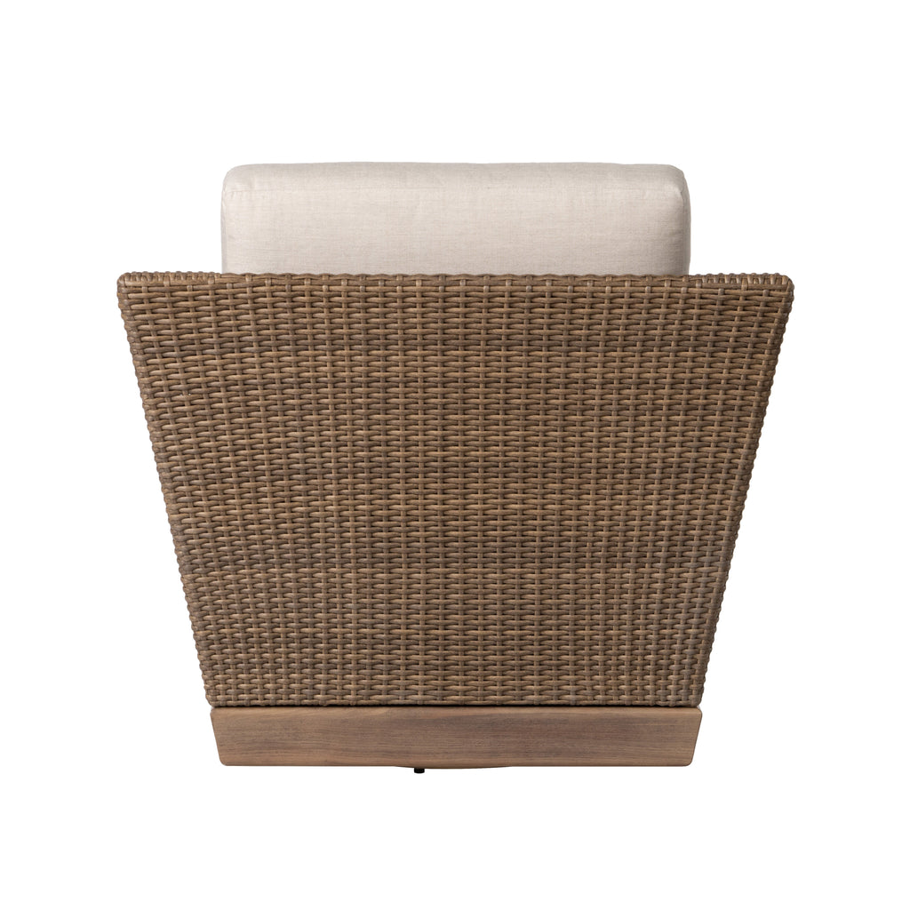 Charisma Swivel Lounge Chair in Brindle Finish with Hansen Sky fabric — Back