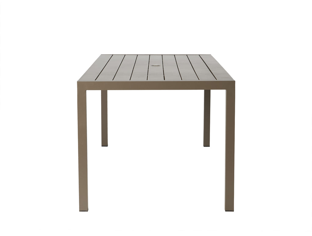 Milan 87" Rectangular Umbrella Dining Table — Side
