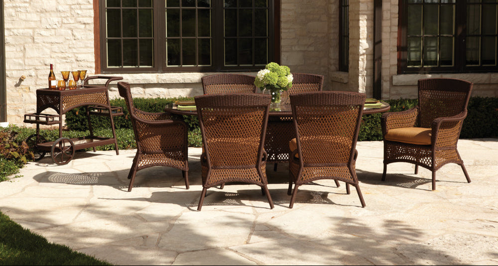 Grand Traverse 84" Oval Umbrella Dining Table