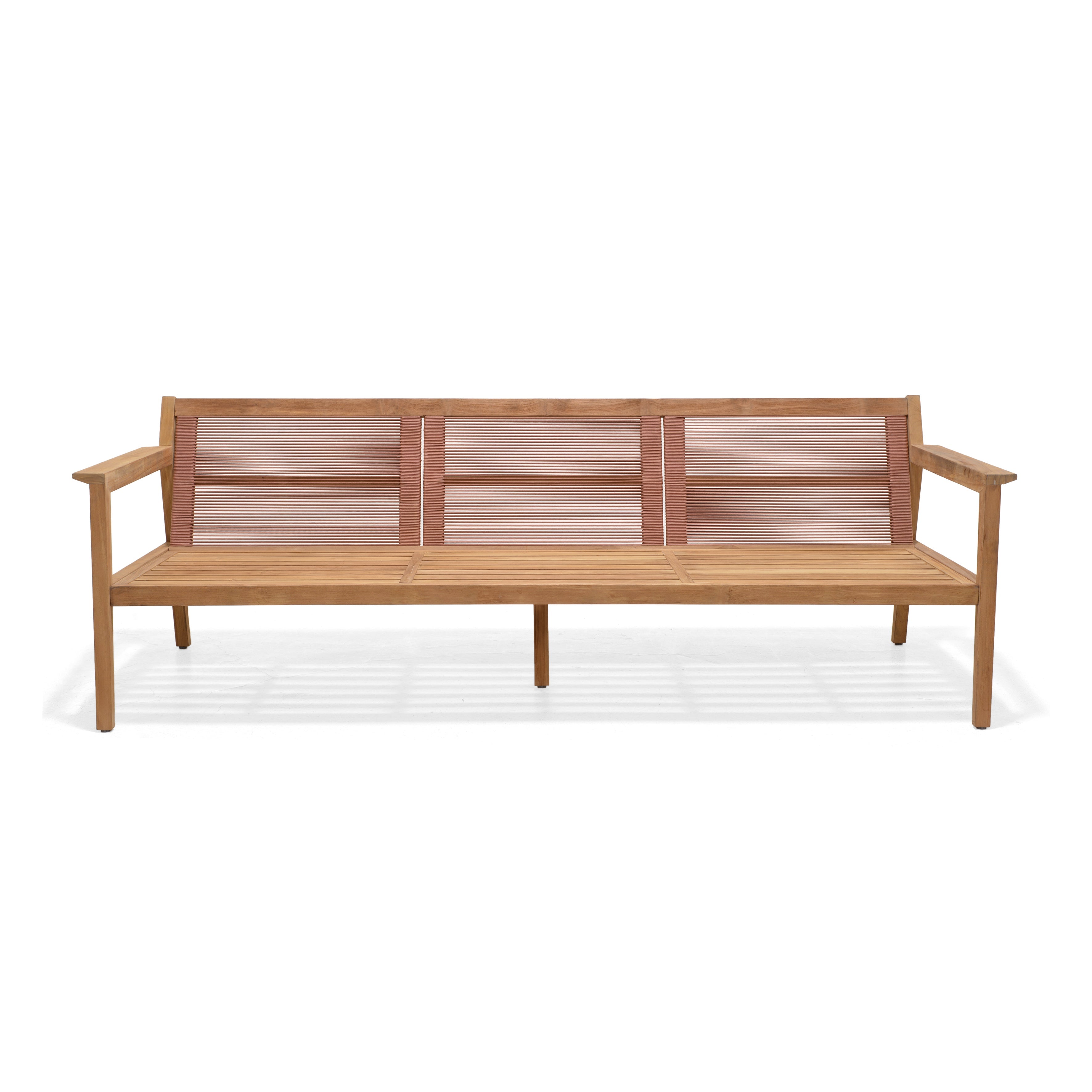 Agate Teak and Rope 3 Seater Sofa Chair - 1pc
