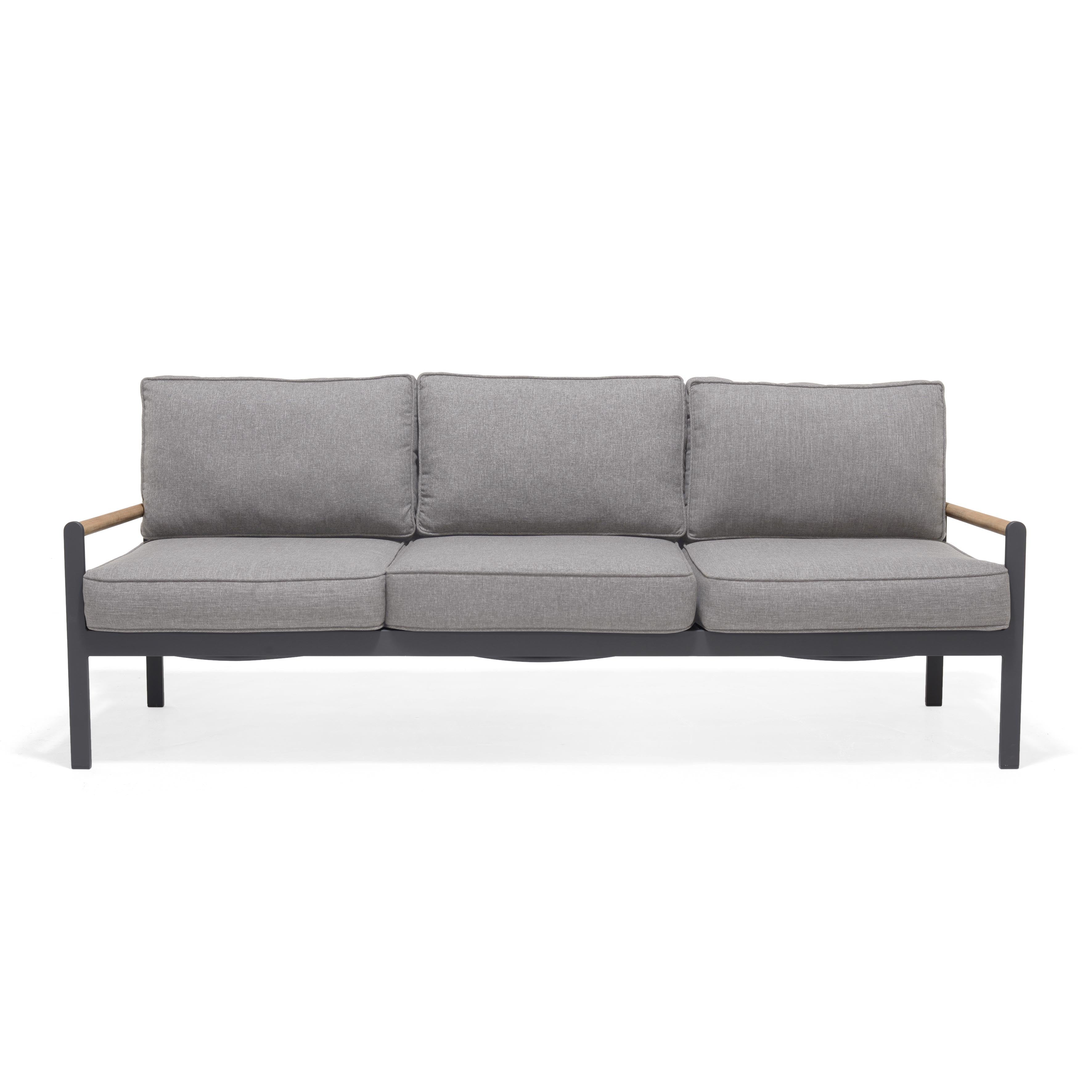 Amber Teak and Aluminum 3-Seater Sofa