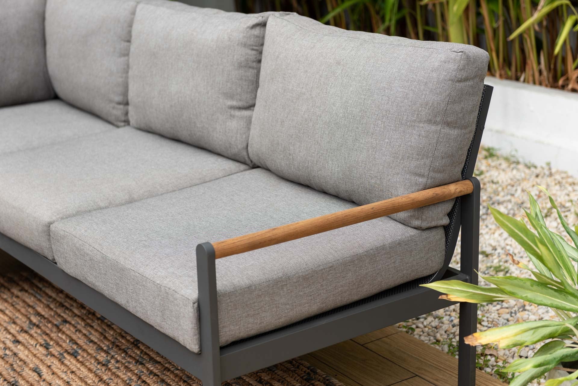 Amber Teak and Aluminum 3-Seater Sofa