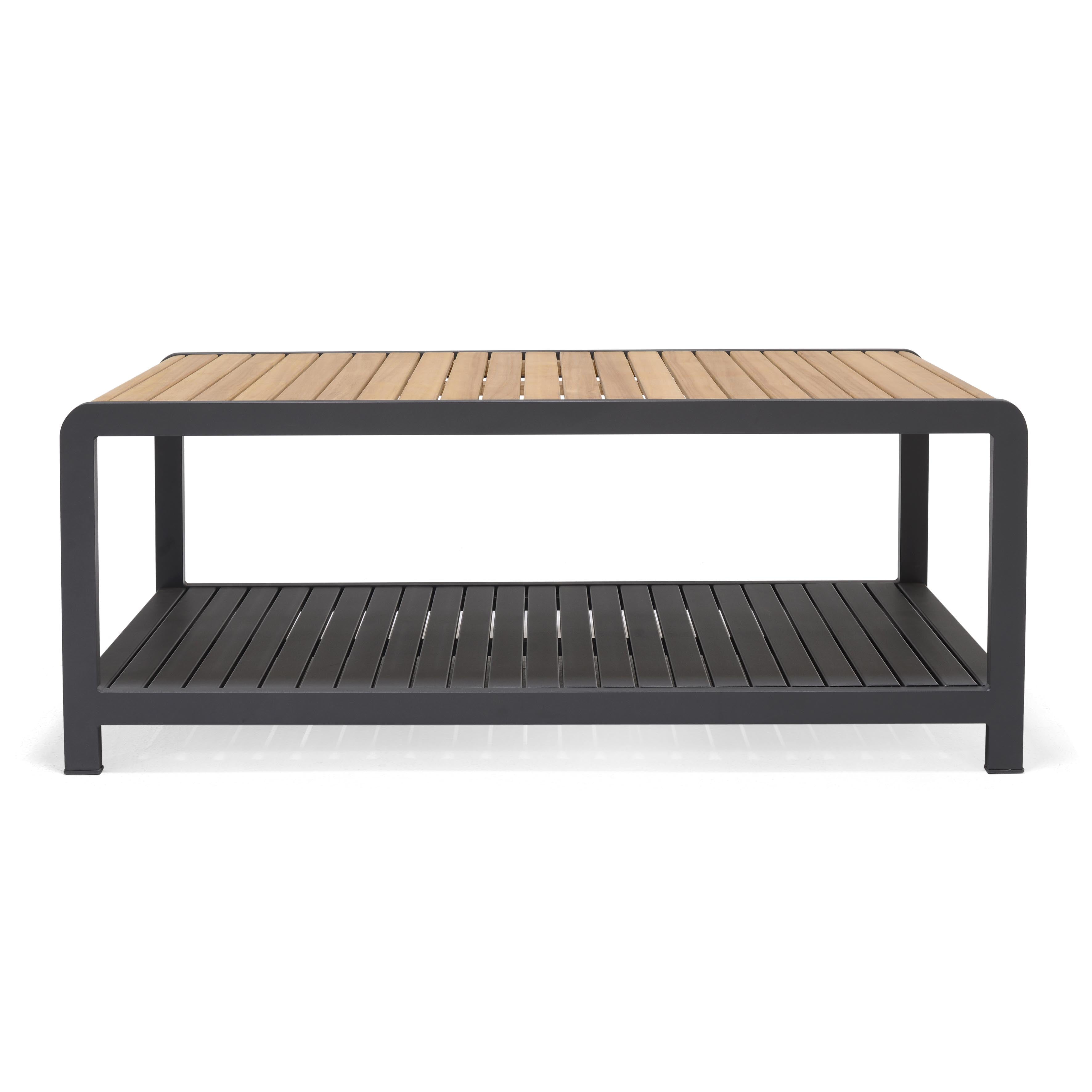 Amber Teak and Aluminum Rectangular Coffee Table