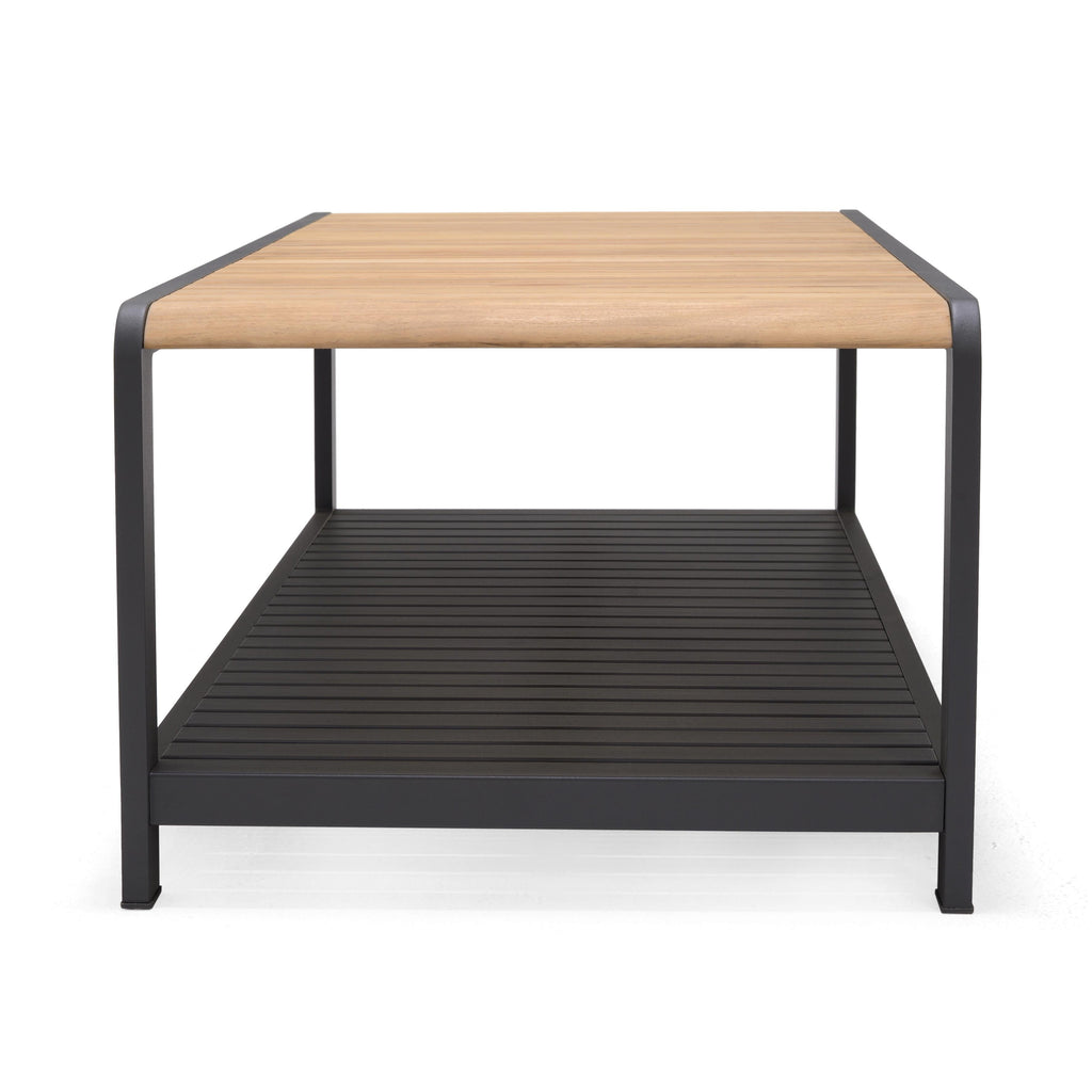 Amber Teak and Aluminum Rectangular Coffee Table