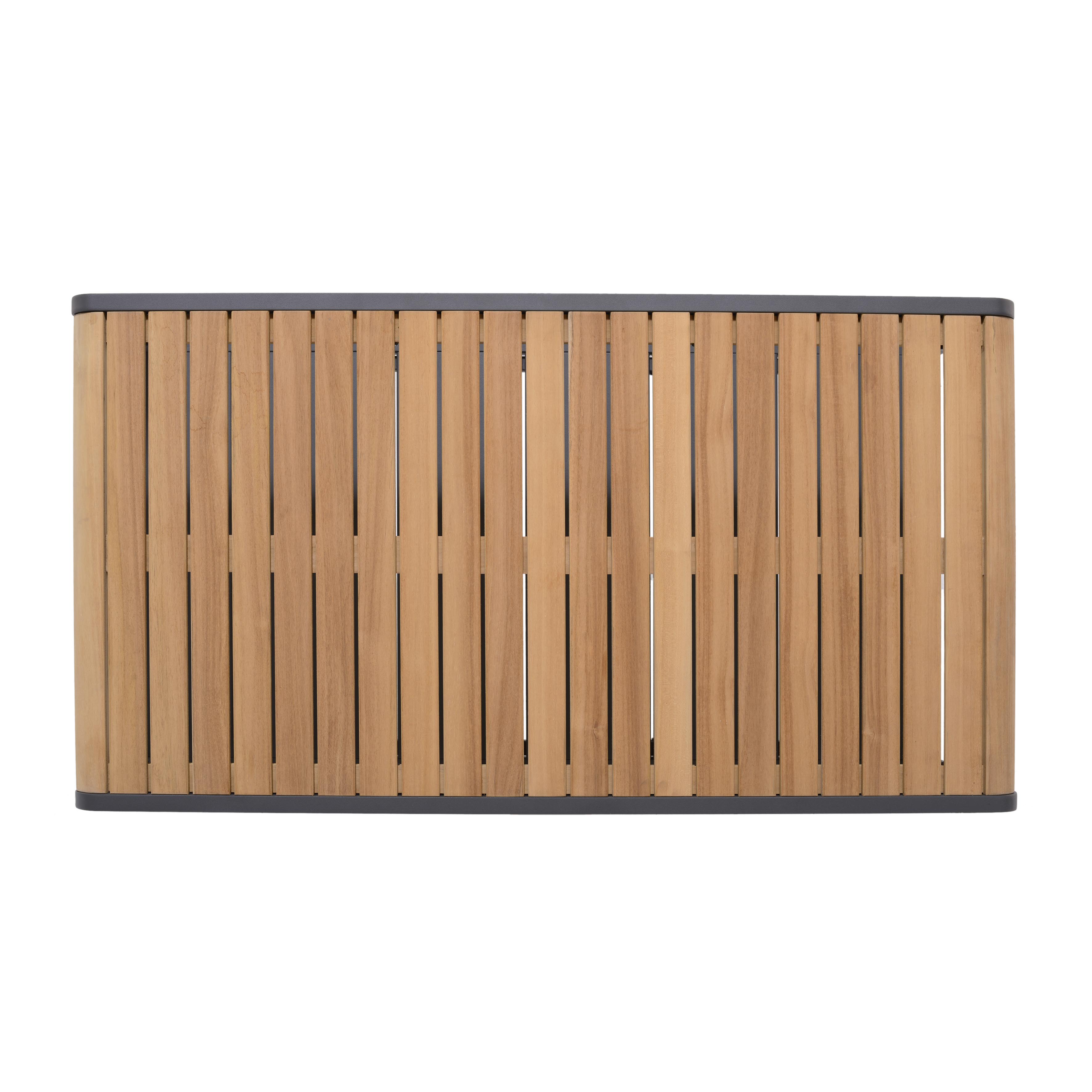 Amber Teak and Aluminum Rectangular Coffee Table