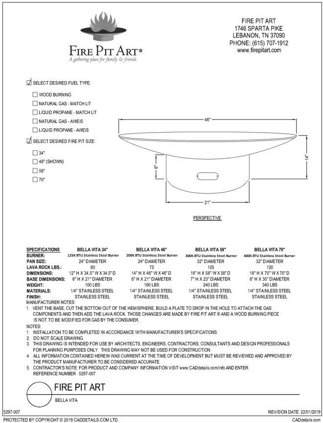 Bella Vita 70" Stainless Steel Fire Pit