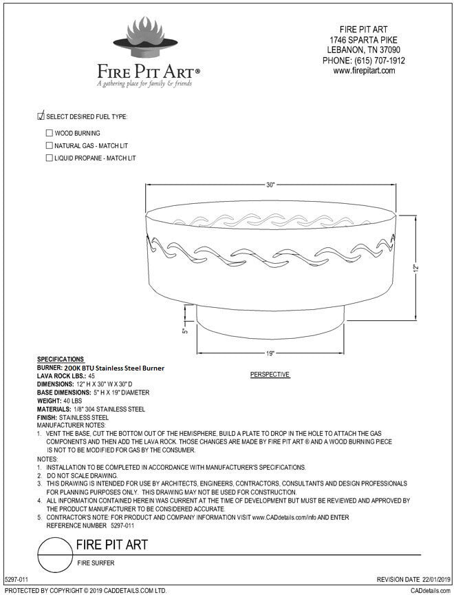 Fire Surfer Stainless Steel Fire Pit