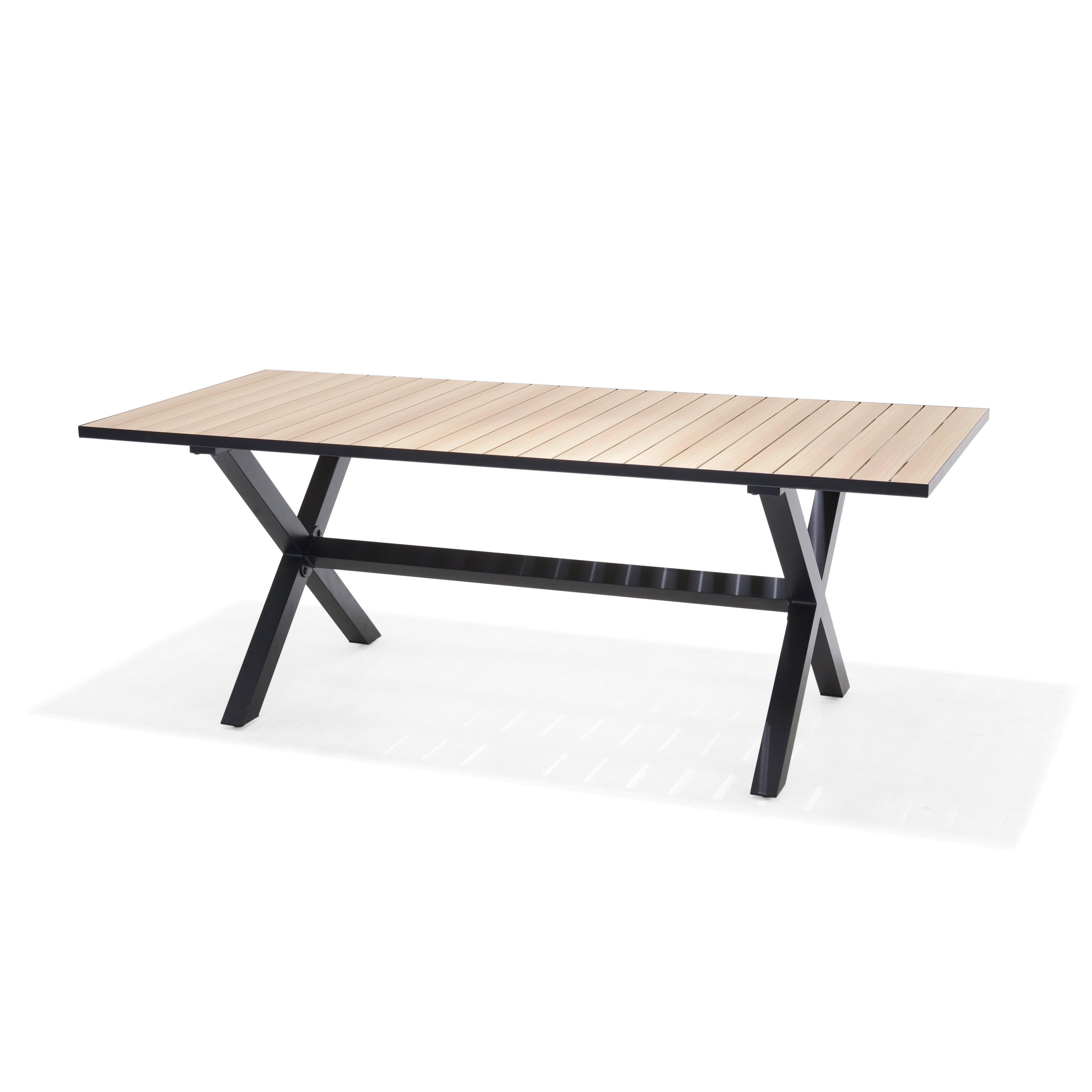 Panama Dark Rectangular Table and 6 Nassau Black Aluminum