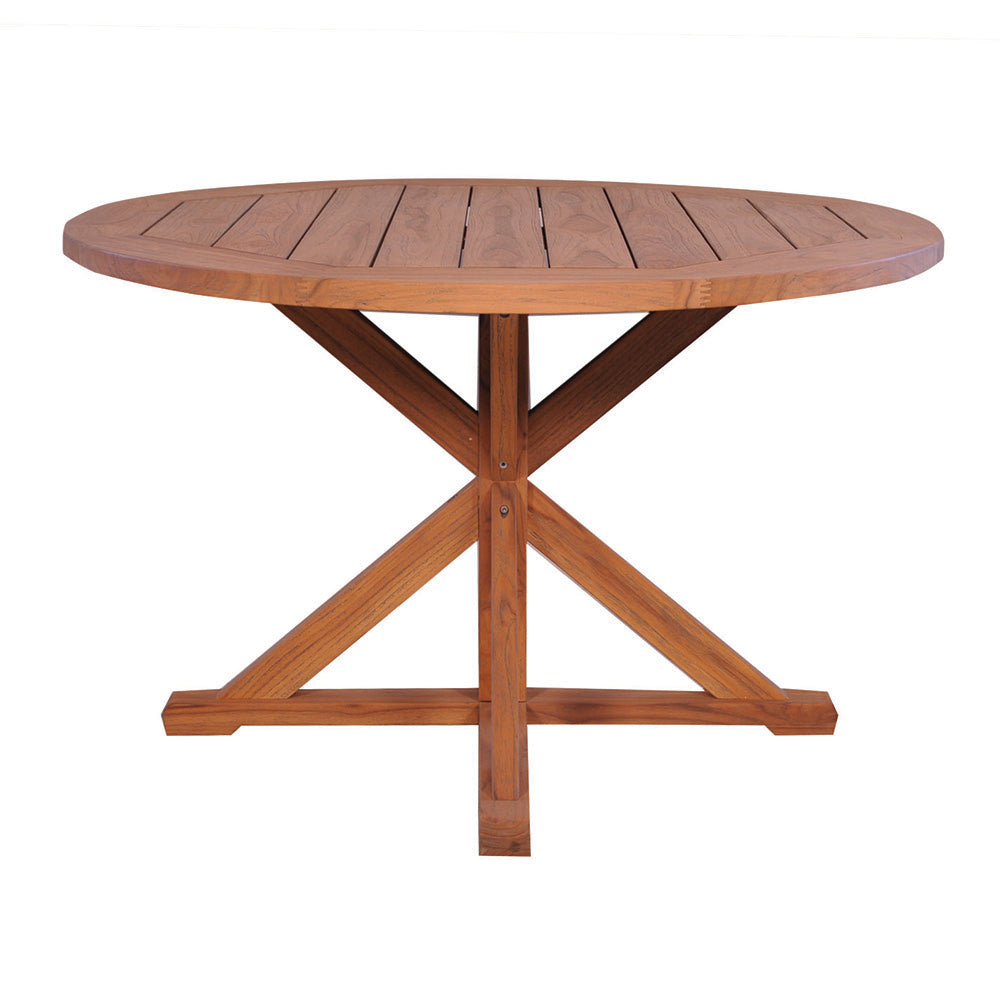 Teak 48" Round Cross Base Dining Table