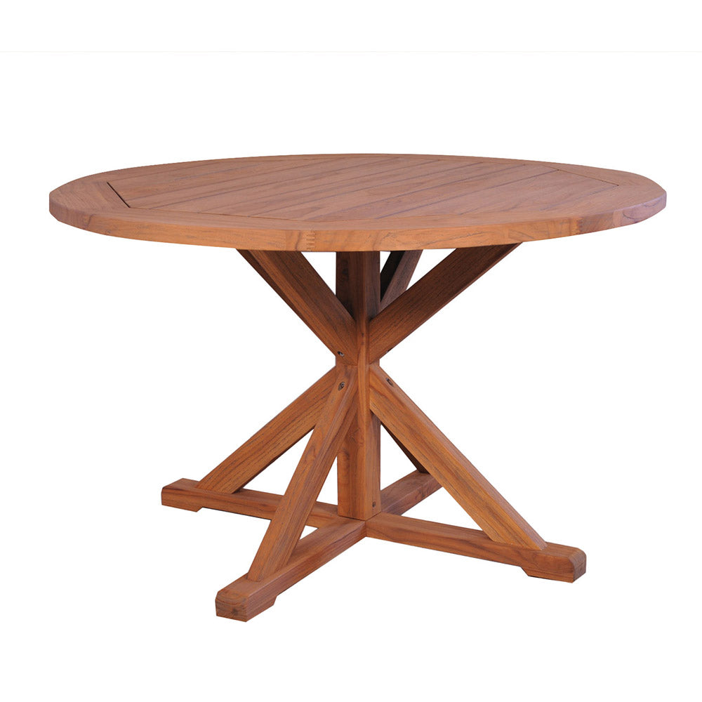 Teak 48" Round Cross Base Dining Table